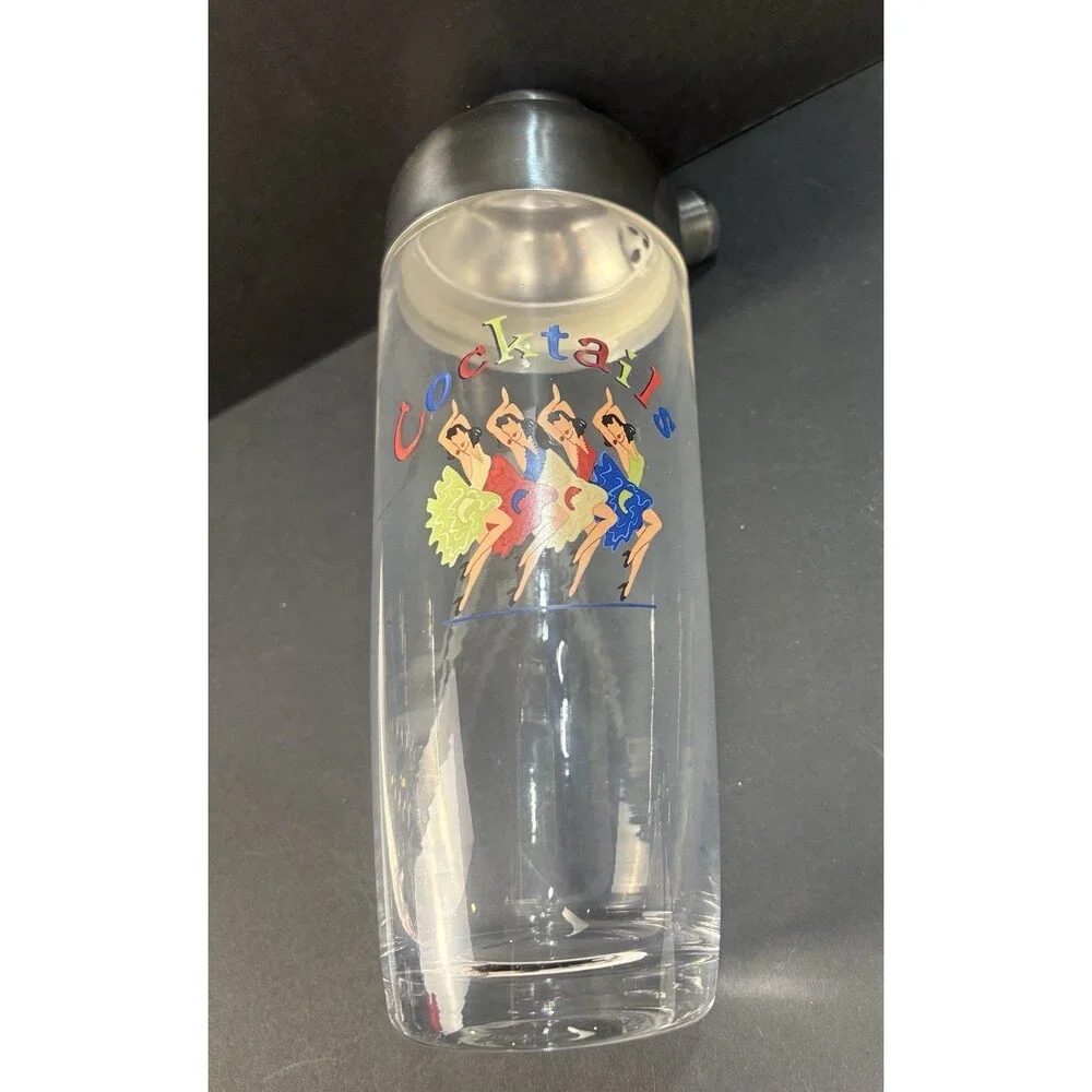 Cocktail Shaker Can Can Dancers with Chrome Top Art Deco Vintage Style